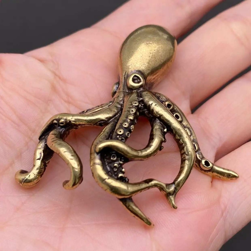 Brass Octopus Figurine Spirit Animal Intelligence Adaptability Altar Ocean Decor